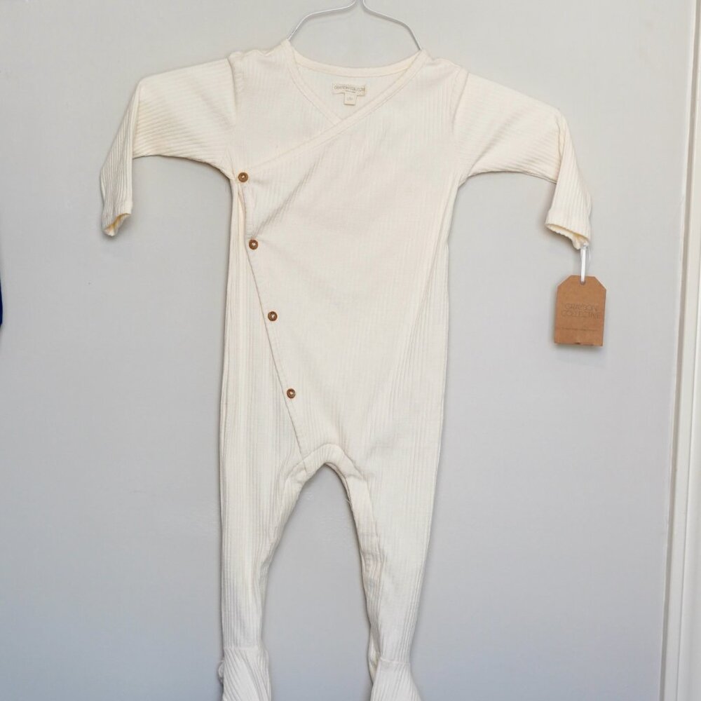 NWT Greyson Mini Footie Cream Colored Outfit Size 18 Month Kimono Style